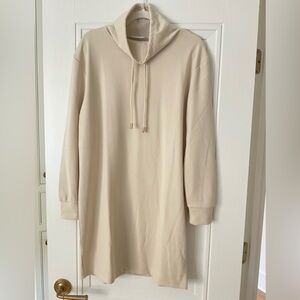 Mango Textured Cream Cowl Neck Dress
